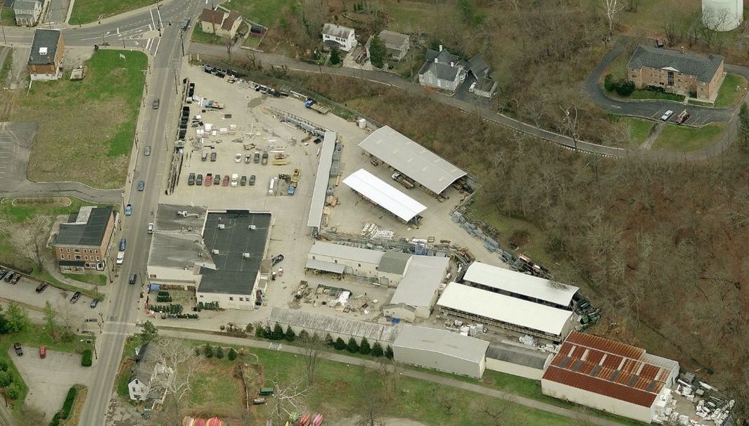 Aerial View of Eads Fence Company and Loveland Hardware General Store